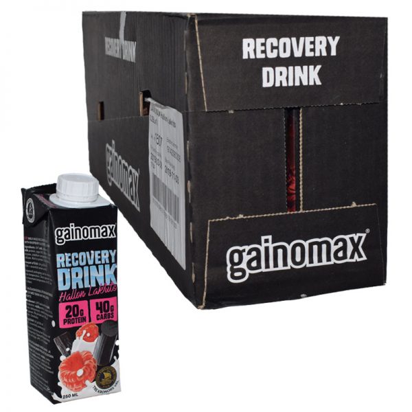 Hel låda Proteindryck "Recovery Drink" Hallon & Lakrits 16 x 250ml - 71% rabatt